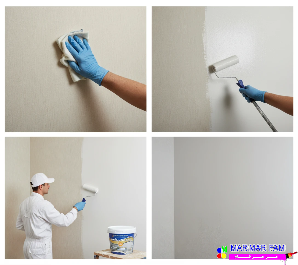 اجرای رنگ پلاستیک روی کاغذ دیواری