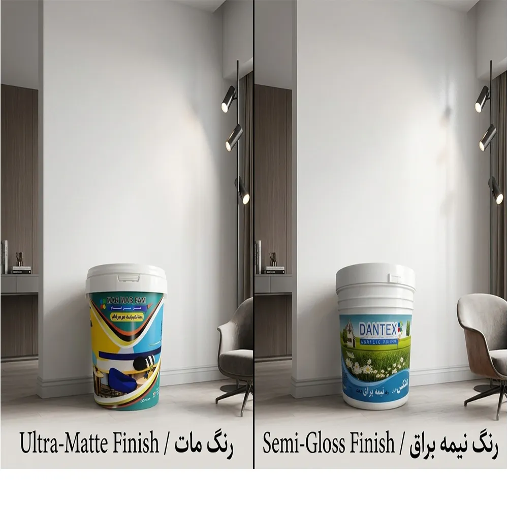 تفاوت رنگ آکریلیک مات و نیمهبراق برای دیوار داخلی (راهنمای جامع انتخاب بهترین پوشش)