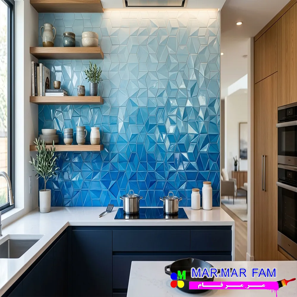دیوارپوش (Backsplash) با بافت هندسی